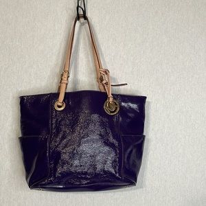 Michael Kors, patent, purple shoulder bag.